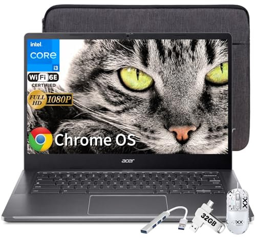 acer Chromebook Plus 514 Ordinateur portable professionnel à écran tactile de 14, Intel 8-Core i3-N305, écran large IPS 14 rétroéclairé par LED, FHD, 8 Go LPDDR5, 512 Go SSD, Wi-Fi 6E, Bluetooth 5,
