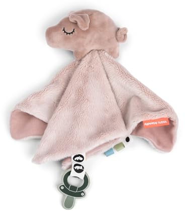Done by Deer Baby-Kuscheltuch Pigee Rosa - Super weich und kuschelig Kuscheltuch mit Schnullerhalter, 27,5 x 27,5 cm - Baby Kuscheltier, Schmusetuch - Stofftier-Schnuffeltuch