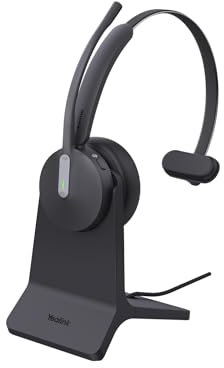 Yealink BH 70 Mono Teams inkl. Ladeständer USB-A, Bluetooth Headset mit Kabel, Schwarz, für Teamarbeit, Microsoft Teams Zertifiziert, Akku bis zu 35 Stunden, Busylight, Überkopf Tragevariante