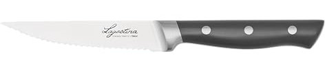 Lagostina Virtuoso, Set 4 Coltelli da Bistecca 11cm, Robusto e Resistente, Lama in Acciaio Inox, Manico Ergonomico Rivettato con Rinforzo, Elevata Affilatura, Taglio senza sforzo