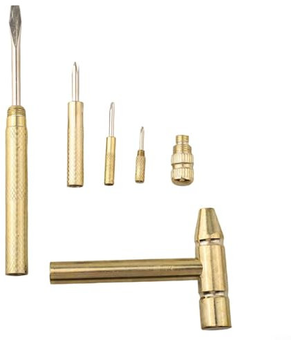 Mini martello in ottone con punte per cacciavite integrate per piccole riparazioni e artigianato