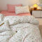 Freyamy Blumen Bettwäsche 135x200cm 2teilig Baumwolle Beige Rosa Bunt Floral Blätter Pflanzen Bettwäsche Set Blumenmuster Mädchen Deckenbezug Bettbezug mit Reißverschluss und Kissenbezug 80x80cm