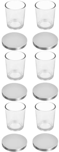 LALAFINA 2piezas Vasos De Vidrio Transparentes Para Velas Aromáticas De Recipientes Para Fabricación De Velas Tapa Plateada Decoración Elegante Para Hogar y Eventos