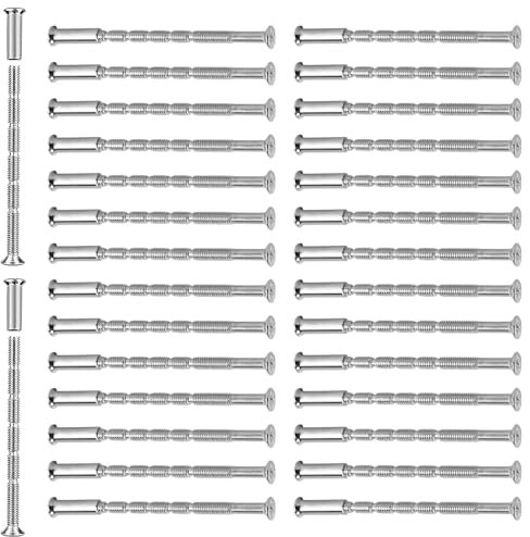 Door Handle Screws, 30 Sets M3 Screws and Nuts for Door Handles, Nickel Plated Hollow Door Fixings Bolts M3 x 60mm Cross Recessed Screw for Cabinet, Drawers, Furniture Installation (60mm)