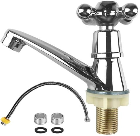 Rubinetto Bagno Lavabo, Filtro e Tubo Flessibile, Facile da Usare, Rubinetto per Lavabo, Design con Maniglia in Prugna, Adatto per Lavelli di Cucina, Lavelli di Bagno, ecc (Dimensione media)