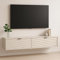 Wena Mobel TV Lowboard Hängend 140cm Lang | TV Schrank mit gerillten Fronten und 2 Türen | TV Regal Hängend | Fernsehschrank Schwebend | TV Unterschrank für Wohnzimmer (Kaschmirbeige)
