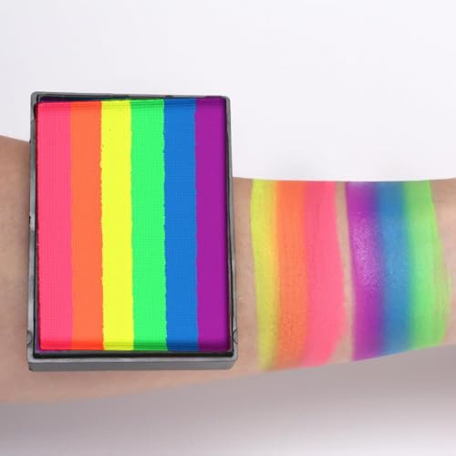 KARLOR 50 g arco iris para la cara, paleta de colores para rostro, pintura corporal, soluble en agua, multicolor, para carnaval, Halloween (01#)