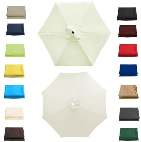 2M 2.30M 2.7M 3.0M Telo di Ricambio per Ombrelloni a 6 Stecche /8 Stecche, Copertura di Ricambio per Ombrellone da Giardino Esterni, Impermeabile Poliestere Tenda per Ombrellone(Beige,3.0m/8 Arms)