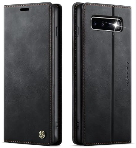 owlhold Handyhülle Samsung Galaxy S10 Plus hülle Premium PU klapphülle RFID Lederhülle Faltbare Handytasche Schutzhülle Kartenfach Standfunktion hülle Samsung Galaxy S10 Plus - Schwarz