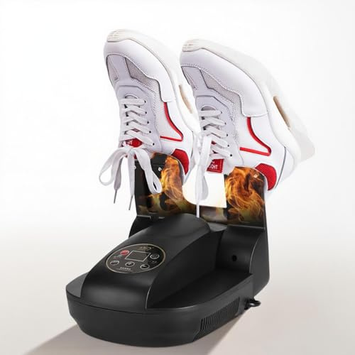 Electric Shoe Dryer and Ozone Deodorizer, with Digital Controls and Timer Function,Portable Adjustable Rack and Timer, Folding Design & Quick Drying for Shoes, Gloves, Hats, Socks, Ski Boots (Black)