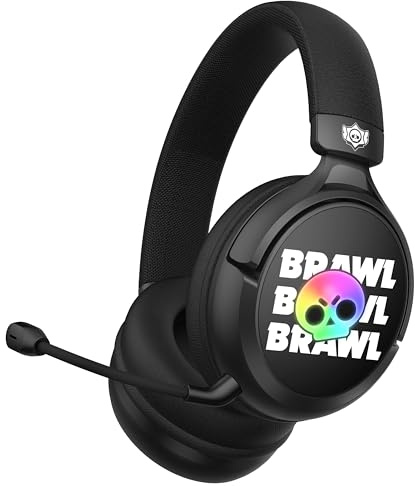 Subsonic - Casco da gaming senza Brawl Stars con LED e microfono rimovibile. Casque gamer con licenza ufficiale, console compatibili, PC, tablet e smartphone - Nero