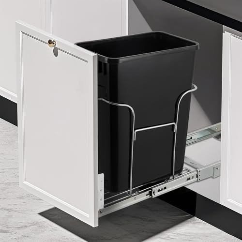 Garvee Slide Out Garbage Shelf for Pull Out Trash Can Under Cabinet, Easy to Install Metal Frame for Under Sink Trash Can, Soft-Close Slides for Kitchen Cupboard Cabinet Bin 10.47 * 17.72 * 17.6inch