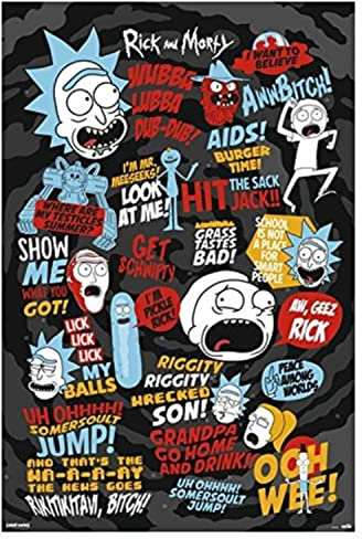 Grupo Erik Rick and Morty Merch - Rick and Morty Poster Quotes - Kunstdruck - Deko Wohnzimmer oder Deko Schlafzimmer - Zimmer Deko - Größe : 61 x 91, 5 cm - Originales Geschenk - Offizielle Lizenz
