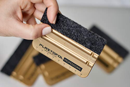 PLASTOFOL© Marken Filzrakel, Folienrakel, Rakel mit Filzkante & Verkleberakel zur schonenden Verklebung von Folie auf Fliesen, Fenster, Auto, Möbel & Wandtattoo etc. // Premium Filz MADE IN GERMANY //