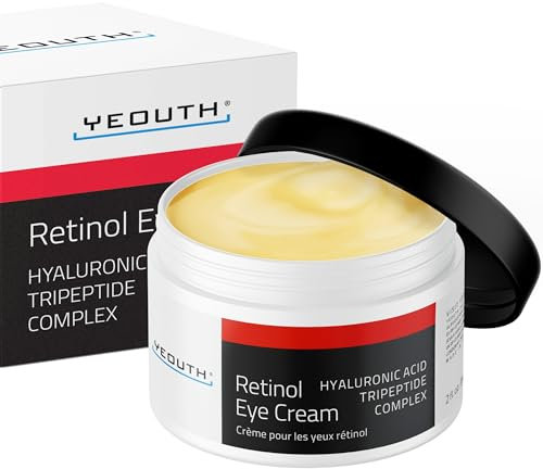 YEOUTH Retinol Augencreme mit Hyaluronsäure, Retinol Eye Cream für die Augenpartie Gegen Dunkle Augenringe und Schwellungen, Under Eye Cream, Augenpflege Damen und Männer 60ml
