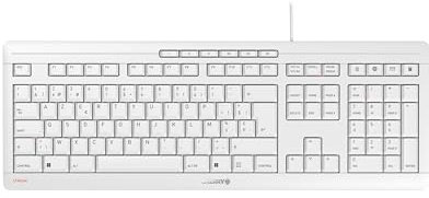 CHERRY STREAM KEYBOARD, clavier filaire, layout belge (AZERTY), frappe silencieuse, sensation de frappe unique, design plat, Blanc grisé