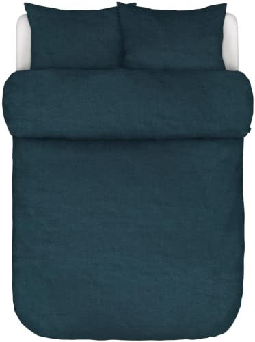 Marc O Polo Leinen Bettwäsche Valka Indigo-Blue, 1 Bettbezug 155 x 220 cm + 1 Kissenbezug 80 x 80 cm