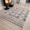 TAPISO Versay Teppich Shaggy Creme Grau Fransen Hochflor Langflor Modern Boho Geometrisch Gitter Design Wohnzimmer Schlafzimmer ÖKOTEX 200 x 300 cm