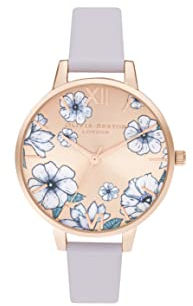 Olivia Burton Analog Quarzuhr für Damen Kollektion Groovy Blooms mit Lilas Lederarmband - OB16AN03