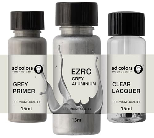 SD COLORS EZRC Peinture de retouche en aluminium gris 15 ML Code couleur EZRC Gris aluminium (peinture + apprêt + laque)
