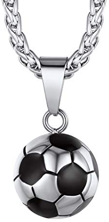 Richsteel Edelstahl Halskette mit Sport Fußball Anhänger Männer Sport Schmuck für Fußball fan Jungen Herren