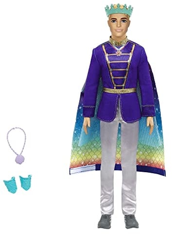 Barbie GTF93 - Dreamtopia 2-in-1 Ken-Puppe (blond, ca. 30 cm) mit modischer Verwandlung von Prinz zu Meermann, mit 2 Looks und Accessoires, Spielzeug für Kinder ab 3 Jahren