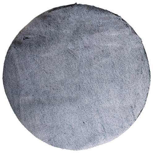 Brandsseller Kunstfell Teppich Rund ca. Ø 90 cm Wohnteppich Dekoteppich Kunstfell-Optik Kuschelfell Schwarz