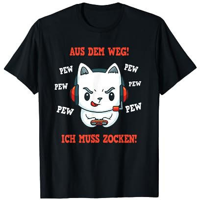 Gamer Spruch Gaming Katze Gaming Headset Geschenk Zocker T-Shirt