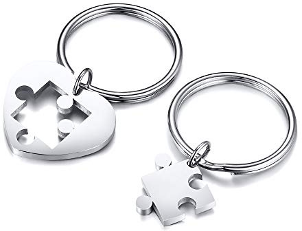 VNOX Personalisierbare Halskette mit Anhänger von Son & Hers aus Edelstahl, mit Strass, Schmuck, Geschenk für Geburtstag, Gravierbar