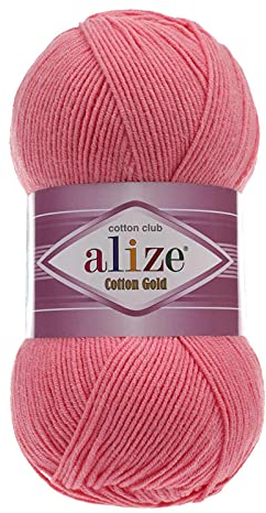 100g Strickgarn Alize Cotton Gold Uni Klassikgarn Häkelgarn Strick-Wolle Farbwahl, Farbe:33 bonbonrosa