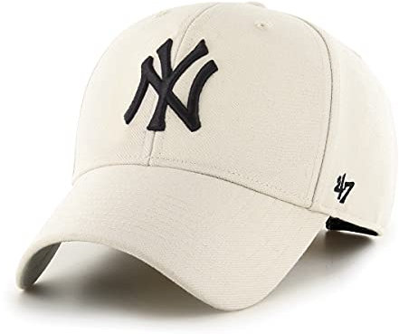 '47 MLB New York Yankees MVP Unisex-Baseballkappe, Verstellbar, Hochwertiges Design und Verarbeitung, Black Logo, Natural