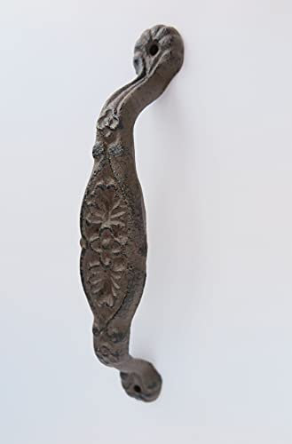 Clever-Deko großer antiker Türgriff Mittelalter antik Gusseisen Jugenstil Gründerzeit alt Möbelgriff Schrankgriff Schiebetür BRAUN Schubladengriff Truhengriff Fenstergriff