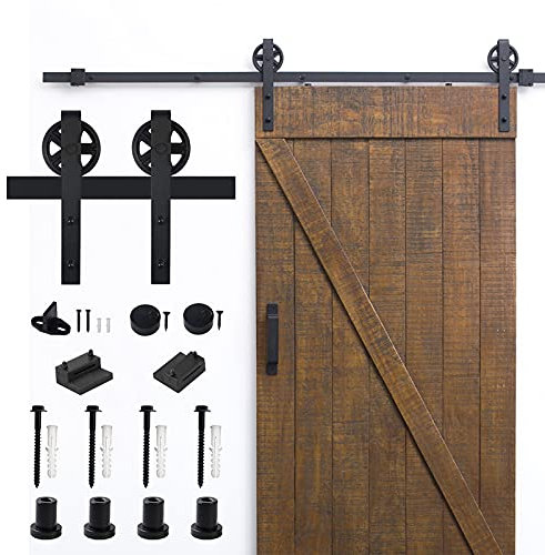 Kit Complet De Ferrure De Porte Coulissante Pour Porte Coulissante - Pour Charges Lourdes - Kit Complet De Porte Coulissante - Avec Roues À Rayons - 6.6FT/200CM