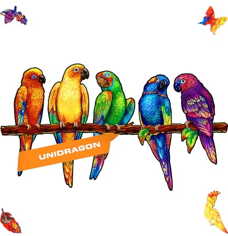 UNIDRAGON Holzpuzzle für Erwachsene - Playful Parrots Puzzle - 620 Teile