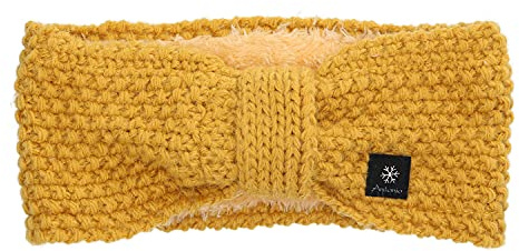 Antonio Damen Strick Stirnband mit Fleece yellow