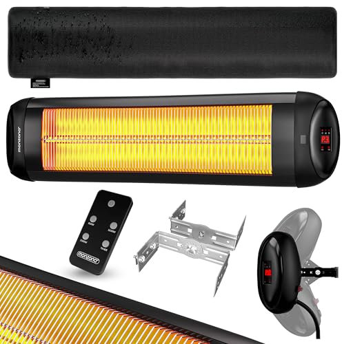 Monzana Stufa a Infrarossi 3 Livelli Calore a Parete 2500W Inclinabile a 90° Telecomando Timer 24h