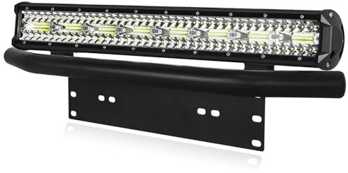 PICAA 23 inch 480W Car Led Light Bar with Front Bumper License Number Plate Mounting Bracket, Triple Rows Work Light Bar for 4x4 Offroad SUV Truck 6000K White Driving Lamp