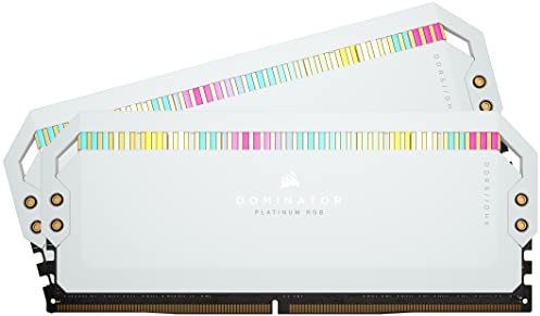 Corsair DOMINATOR PLATINUM RGB DDR5 RAM 32GB (2x16GB) 6200MHz CL36 Intel XMP iCUE Kompatibel Computer Speicher - Weiß (CMT32GX5M2X6200C36W)