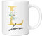 Personalised Letter L Floral Mug Initial with Name, Customised Gift, Gold Effect Printed Letter, NOT Metallic - Ceramic Coffee Cup for Men or Women, Extra Large and Giant Mug, 11oz White Mug