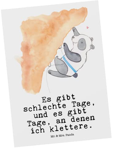 Mr. & Mrs. Panda Postkarte Panda Klettern - Geschenk, Bouldern, Klettersport, Kletterhalle, Postkarten, Ansichtskarten, Grußkarte, Fotokarte, Ansichtskarte