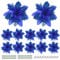 Toddmomy 12pcs Blue Poinsettia Artificial Flowers, Christmas Glitter Poinsettia Flowers Christmas Tree Floral Decorations with Clips and Stems for Xmas Wedding Party Wreath