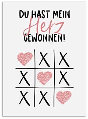 Nastami Valentinskarte Postkarte Valentinstag Karte Liebe Jahrestag Geschenk (Herz gewonnen)