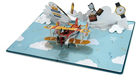CUTPOPUP Plane - Geburtstagskarten für Männer, Karte Vatertag, Geburtstagskarte Mann, Geburtstags-Pop-Up-Karte, 3D-Grußkarte Ehemann Ihn Junge Sohn Mann Vater (Flugzeug) US8-BD133