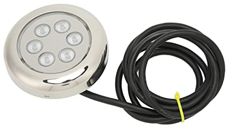 Lampe LED Marine IP68 en Acier Inoxydable 316, 6 Perles RGBW 22.5W 12-24V, Éclairage pour Camping-Car, Bateau, Caravane, Plafond Yacht, Étanche Durabilité