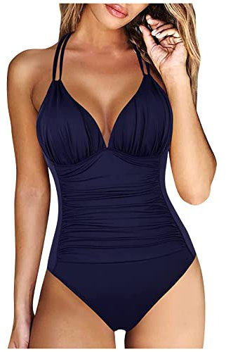 Damen Einteilige Badeanzug Strandbikini Ruched Bauchweg Belly Kontrolle Bademode Schlankheits Monokini Badeanzüge für Damen Schwimmanzug Sexy Bikini Einteiliger Badeanzug