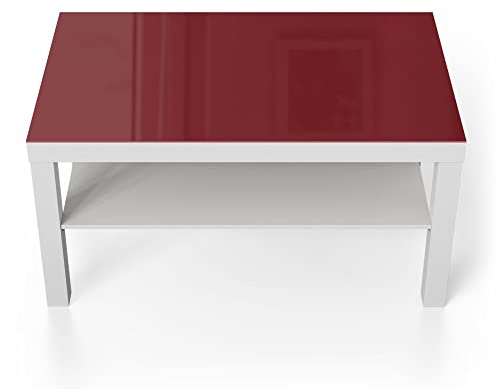 DEQORI Glastisch | weiß groß 90x50 cm | Unifarben - Dunkelrot | ausgefallener Beistelltisch aus Glas | Hochglanz Couchtisch fürs Wohnzimmer | moderner Couch Tisch mit Design