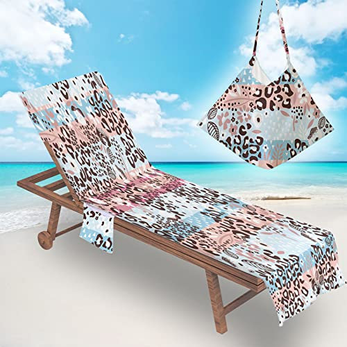 Surwin Schonbezug Für Gartenliege Strandliegenauflage Frottee Liegenauflage Stuhl Strandtuch Sun Lounger Bezug mit Tasche Sporthandtuch für Sommer Strand Garten Schwimmen (75x210cm,Blumen)
