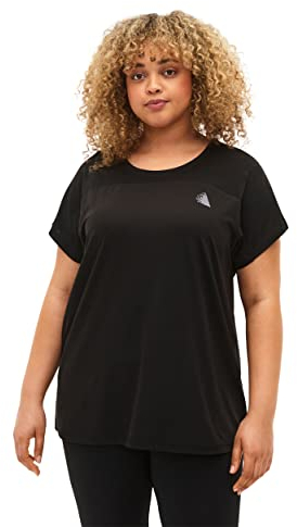 Zizzi Aktiv Frauen Große Größen Rundhalsausschnitt T-Shirt Größe 42-44 Black