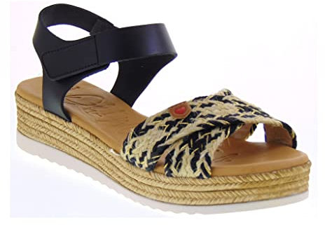 Oh My Sandals 5206 Women's Sport Sandals Rope Heel Wedge 4Cm Rubber Sole, Black, 8.5 UK
