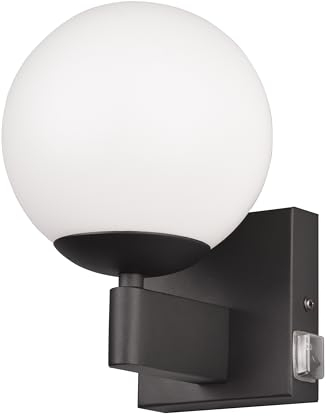 Trio Leuchten Badezimmer Wandleuchte Kula 284270132, Metall Schwarz matt, Glas Weiß, exkl. 1x E14